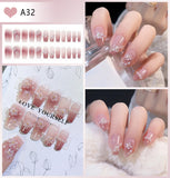 10Pcs Pink Nails Press on Nails Long Coffin Fake Nails with 3D Charming