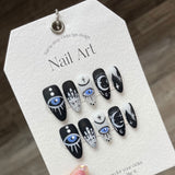 Press on Nails Long Rhinestone Fake Nails Bling Glossy 3D